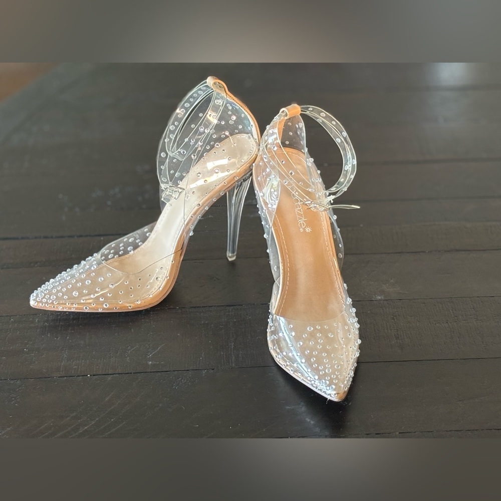 Shoedazzle - Mika Rhinestone Clear Stiletto Heels - 7.5